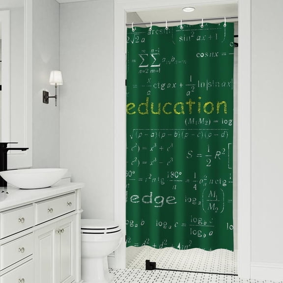 Math Equations Science Terms Green Pattern Shower Curtain 36"x72" ,Bathroom Decorative Shower Curtains Set with 12 Hooks,Modern Waterproof Washable Shower Curtain