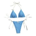 thumbnail image 1 of Ensemble Bikini Vichy 2 Pcs pour Femmes - Triangle Nœud devant, Taille Haute, S-TG, 1 of 4