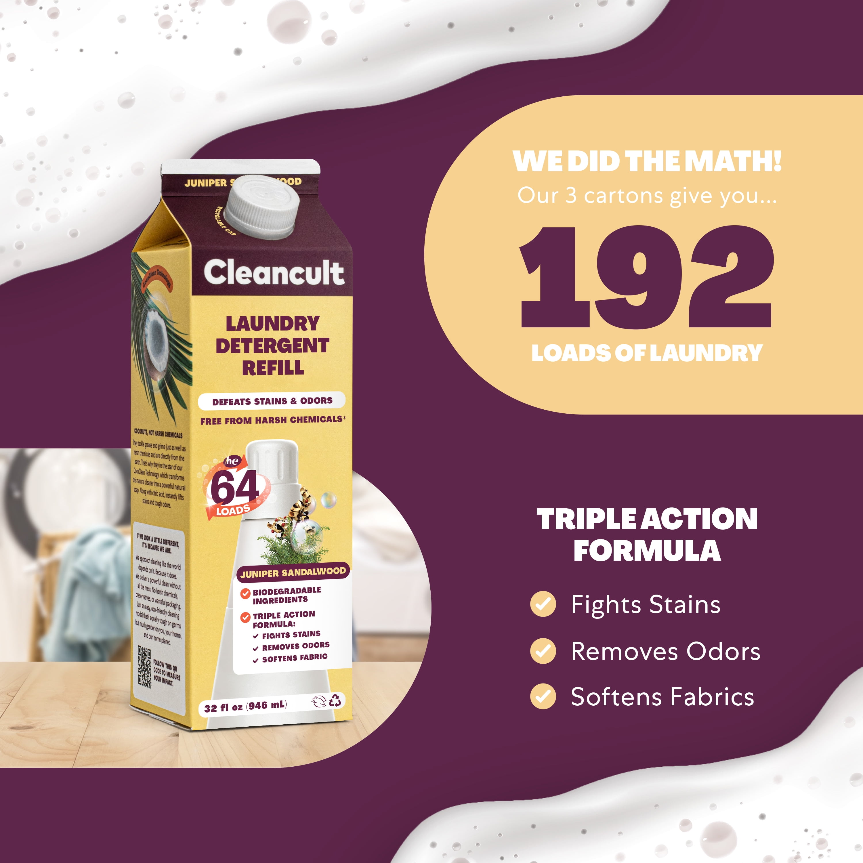 Buy Cleancult Liquid Laundry Detergent Refill, Juniper Sandalwood Scent