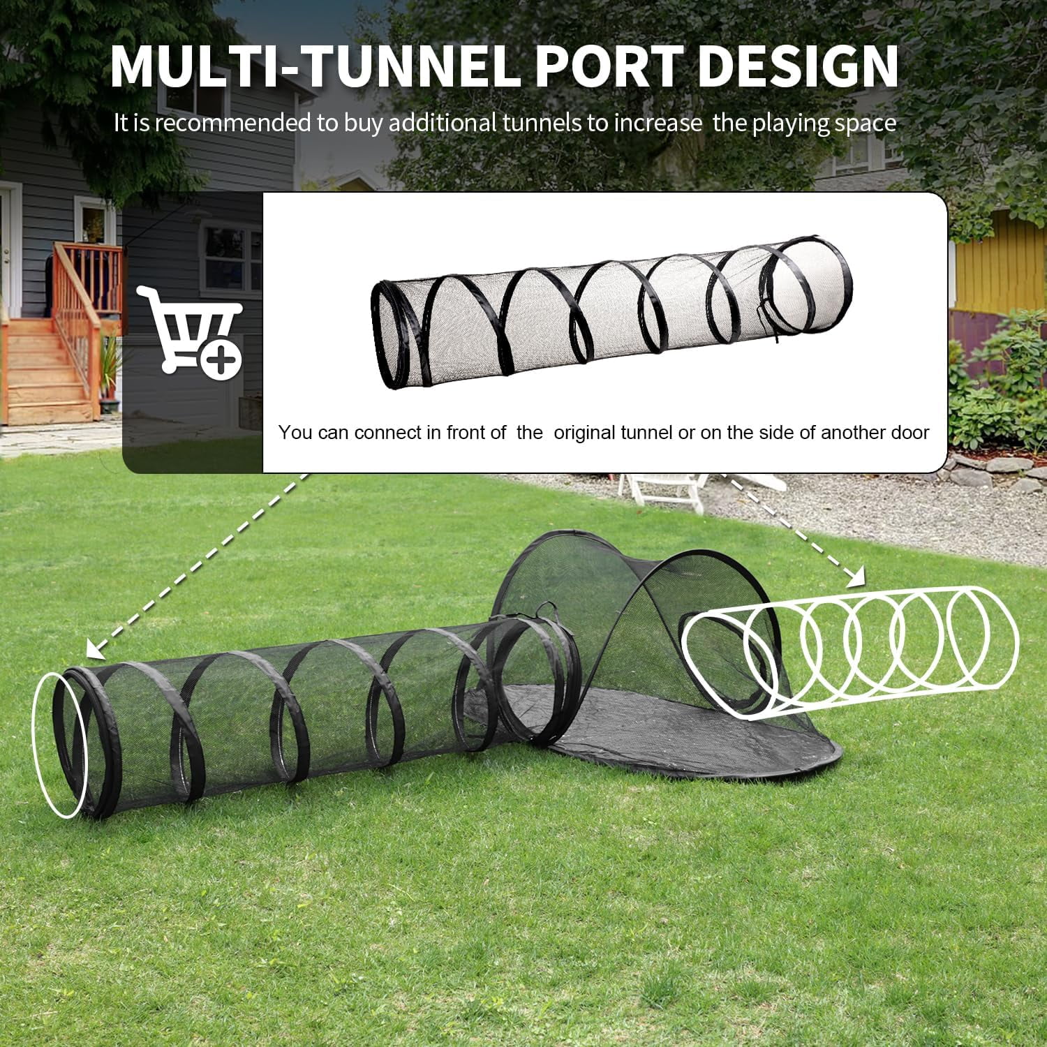 XH Cat Tent Outdoor, Pet Enclosure Tent Suitable for Cats and Small Animals, Indoor Playpen Portable Exercise Tent with Carry Bag(Pet Tent& Tunnel) S