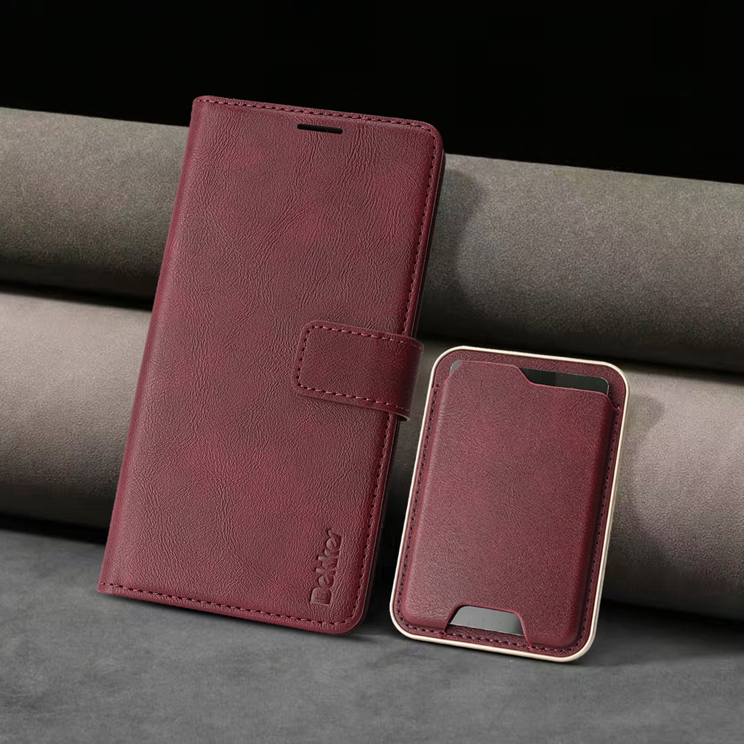 TECH CIRCLE 3-in-1 Phone Case for iPhone 15 Pro Max (2023 Release, 6.7"), Magnetic Flip Wallet Case with Detachable Magnetic Back Cover and Card Holder, Compatible with MagSafe Accessory, Red