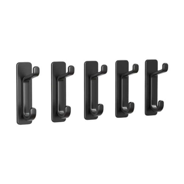 Ganchos de pared para baño de 5 piezas, organizadores, útiles diarios, multifuncionales. Negro