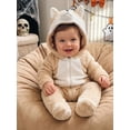 thumbnail image 4 of RUINIXCW Kids Toddler Baby Halloween Animal Costume Infant Cute Frog Dog Costume Baby Boy Girl Fall Winter Clothes Warm Flannel Footed Romper Casual Zipper Hooded Footie Jumpsuit, 4 of 9