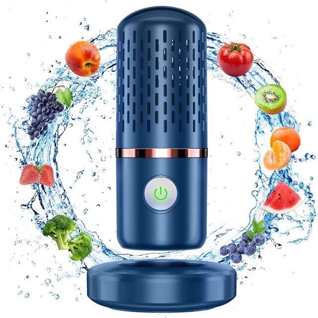 Lavadora de frutas y verduras, dispositivo limpiador de frutas y verduras, purificador de alimentos para utensilios de cocina para limpieza profunda de frutas, verduras, arroz, carne y vajilla (azul) ShuxiuWang 1327537010418