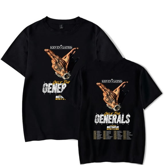 Kevin Gates Only The Generals Tour 2023 Concert Shirt Merch Popular Graphics sided Print Round Neck Unisex Trendy Casual Short Sleeve T-Shirt Top