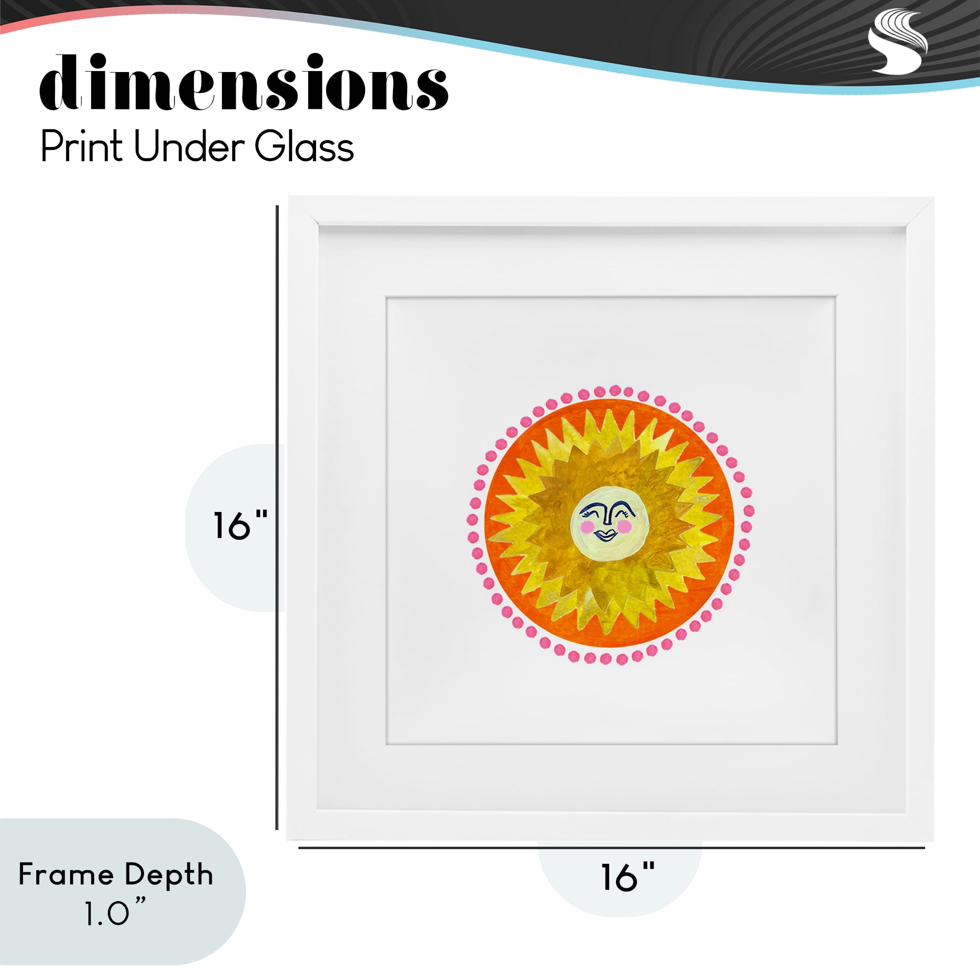 Stupell Industries Yellow & Orange Smiling Sun White Framed Print Under Glass, design by Katherine Herrell Studio