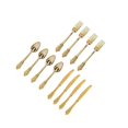 thumbnail image 1 of Disposable Cutlery Plastic Forks Spoons Knifes Party measuring deviation due to Decor Silverware Golden, 1 of 9