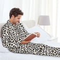 thumbnail image 6 of Naloa Heart Leopard Men’s Pajamas Set - Long Sleeve Button Down Sleep Shirt and Pajama Bottoms Sleepwear Set-Large, 6 of 7