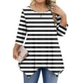 thumbnail image 1 of mfyjkho Tops Casuales Para Mujer, Blusas Informales De Cuello Redondo Liso Para Mujer, De Gran Tamaño, Con Mangas 3/4 Y Cuello Redondo Tops Y Blusas Para Mujer Xl, 1 of 5