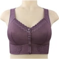 thumbnail image 2 of WREESH Bra Adaptive Bra Size Women No-Wire Bra No Front Button No-Slip Underwear Back-Smoothing Seamless Bra Underwear Purple, 2 of 5