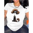 thumbnail image 1 of T-Shirt Imprimé Chien Excentrique pour Femmes - Col Rond Manches Courtes, Haut d'Été en Polyester Confortable, Lavable en Machine Fête des Pères, Fête des Mères, Nouvel An, Festival de Printemps, Saint-Valentin, Inde, 1 of 6
