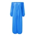 thumbnail image 4 of ZAZYULZ Women Jumpsuits Women Casual Solid Cold Shoulder Long Sleeve Jumpsuit Loong Siamese Plus Size Pocket Rompers(Blue,Xl), 4 of 6