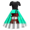 thumbnail image 1 of Pisexur Robe de Noël Mode Décontractée à Imprimé Floral Manches Courtes Col Rond Robe Haute pour Invité de Mariage, Robe de Fête de Noël, 1 of 3