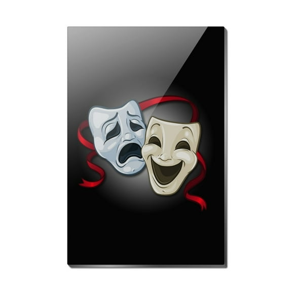 Drama Comedy Tragedy Masks Theater Rectangle Acrylic Fridge Refrigerator Magnet