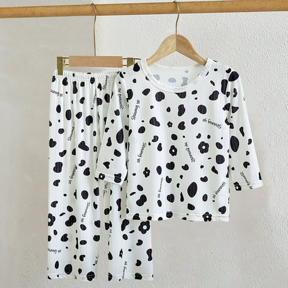 ATOGUTA Boys' Girls' Sets 2T-16 2 Piece Long Sleeve Sleepwear Summer Soft Cute Pjs Outfits Black