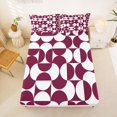 thumbnail image 4 of Castle Fairy Retro Split Circle Bed Sheets 4-Piece,Abstract Curved Full Size Sheets,Burgundy White,1 Flat Sheet, 1 Fitted Sheet and 2 Pillowcases, 4 of 7