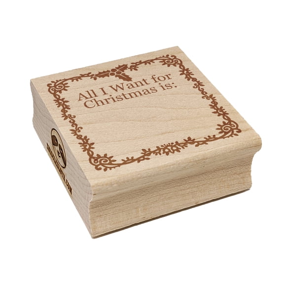 All I Want for Christmas List Square Rubber Stamp Stamping Scrapbooking Crafting - Large 2.75in