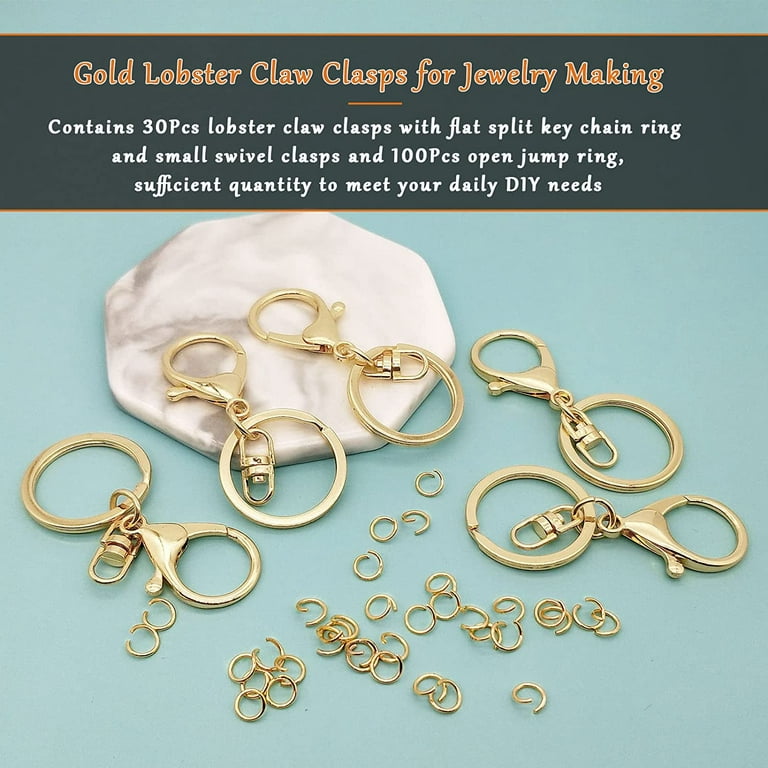 30Pcs Lobster Claw Clasps Key Chain Swivel Clasps Hook Clips Jump Ring  Lobster Clasps Key Ring Loop for DIY Craft Jewelry Making