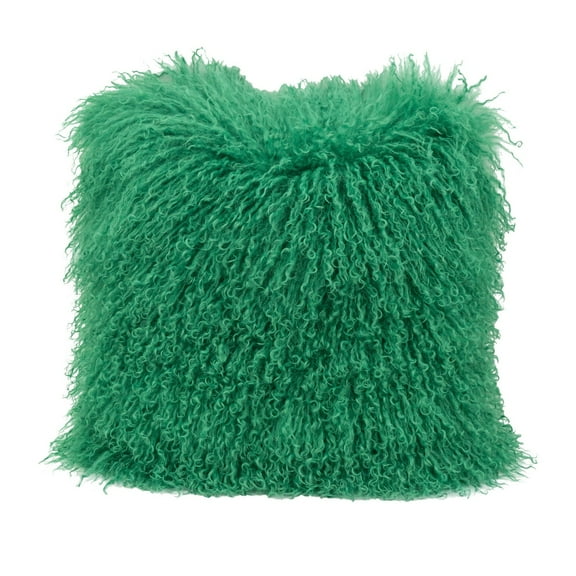 A&B Home Magnolian Lamb Fur Pillow with Feather Fill - 16" x 16" - Green