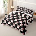 thumbnail image 3 of Erosebridal Kawaii Bow Ghost Quilt King, Spooky Animal King Coverlet Set for Boys Girls, Solid Black, 3 Pieces 1 Bedspread and 2 Pillowcases, 3 of 7