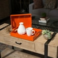 thumbnail image 2 of Wood Rectangular Serving Tray with Cutout Handles Set of 2 - Orange - Benzara, 2 of 2