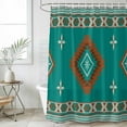 thumbnail image 6 of Polyester Fabric Teal Brown Boho Shower Curtain, Abstract Aztec Tribe Ethnic Geometric Waterproof Bathtub Curtain Bathroom Decor Set with Hooks 36 x 78 Inches, 6 of 6