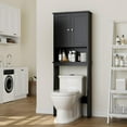 thumbnail image 4 of Sobaniilo Over The Toilet Storage Cabinet, Bathroom Storage Organizer Over Toilet, Space Saver W/Adjustable Shelf & Open Storage Shelf, Black, 4 of 7