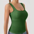 thumbnail image 4 of MESSUEN Sports Tank Tops for Women Workout Tank Tops Women Built in Bra Square Neckline Muscle Fashionable Sports Vest with Chest Pads Suspenders Blouses for Women Womens Fashion Green L, 4 of 7
