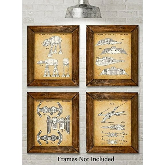 Original Star Wars Vehicles Patent Art Prints - Set of Four Photos (8x10) Unframed - Great Gift for Star Wars Fans