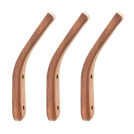 

3pcs Wooden Bathroom Hook Concise Coat and Hat Hangers Wall Hooks Creative Keys Holder Home Gadget for Home Office (Light Brown)