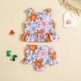 thumbnail image 2 of Toddler Summer Girls Cartoon Flower Printed Ruffles Two Piece Swimwear Swimsuit Bikini,Size 4 Years-5 Years, 2 of 4
