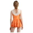 thumbnail image 3 of TTAO Kids Girls Ice Skating Dance Dress Sleeveless Shiny Rhinestone Mesh Patchwork Tiered Ruffled Leotard Orange 14, 3 of 7