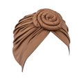 thumbnail image 2 of Women Solid Color African Turban Flower Knot Pre-Tied Bonnet Beanie Cap Headwrap, 2 of 6