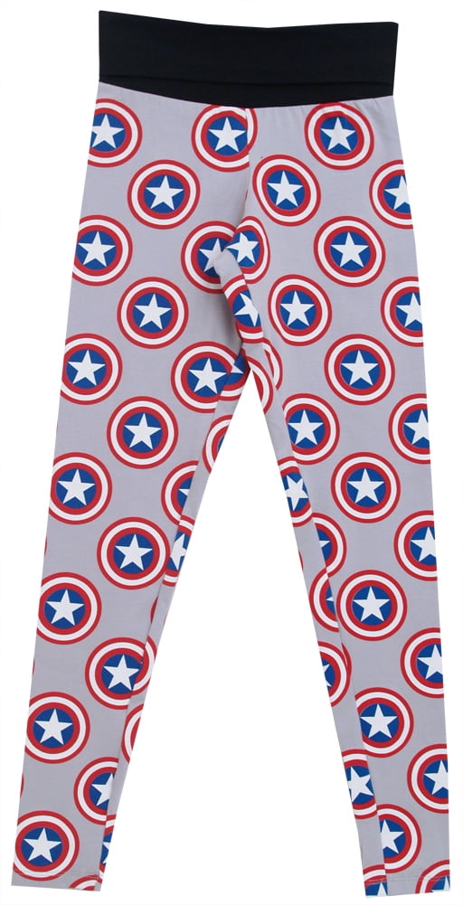 Marvel Comics CAPTAIN AMERICA Logo Yoga Pants OSFM Leggings  PREMIER QUALITY!!! 