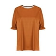 thumbnail image 3 of iHengLiXing Spring Tops for Womens Dressy Casual Fashion Women's Casual Large Size Round- Neck Short Solid T-shirt Top Blouse Orange XXXL, 3 of 4