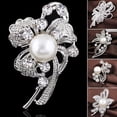 thumbnail image 4 of New Bridal Bouquet Rhinestone Crystal Brooch Pin Silver Pearl Brooches Flower, 4 of 8