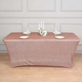 thumbnail image 4 of Efavormart 6ft Metallic Blush / Rose Gold Glitter Rectangular Spandex Fitted Table Cover, Stretch Fit Tablecloth, 4 of 9