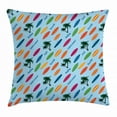 thumbnail image 1 of Surfboard Throw Pillow Cushion Cover, Exotic Hawaii Vacation Palm Trees and Colorful Boards Water Sports Fun Activities, Decorative Square Accent Pillow Case, 24 X 24 Inches, Multicolor, by Ambesonne, 1 of 2