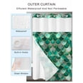 thumbnail image 2 of No Hook Cloth Fabric Shower Curtain with Snap in Liner, Turquoise Ombre Scale Waterproof Shower Curtains Set with See Through Top Window, Abstract Art Ocean Coastal Bath Curtains Shower 54"x78", 2 of 6