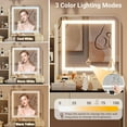 thumbnail image 4 of Vanity Desk with LED Light Mirror and Charging Station, Small Makeup Vanities Set with 2 Drawers, Vanity for Girls Women with Storage Stool, Vanity Table for Bedroom, 4 of 7