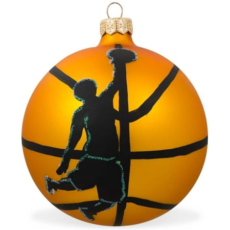 Basketball Player Dunk Glass Ball Christmas Sports Ornament 4 Inches