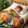 thumbnail image 4 of Bomd Dinosaur Blanket for Boys Girls, 3D Print Dinosaur Throw Blanket, Cute Smiling Dinosaurs HD Digital Print Flannel, Ultra Soft Lightweight All Season Toddler Blanket (29.5"x39.4"), 4 of 6
