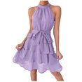 thumbnail image 1 of Moda mujer verano sólido Sexy Halter vendaje Casual sin mangas Mini vestido Fridja  hj2453, 1 of 1
