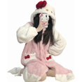 thumbnail image 1 of Piece Pajamas Kawaii Plush Lounge Wear Women's Pajamas Robe Hooded Cute Pajamas Plush Long Pajamas Gift M, 1 of 4