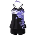 thumbnail image 4 of Conjunto de tankini Vevor con tiras para mujer estampado floral y pantalones cortos Púrpura M, 4 of 5