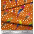 thumbnail image 1 of Soimoi Orange Poly Georgette Fabric Macaw Parrot Bird Printed Fabric 1 Yard 42 Inch Wide, 1 of 3