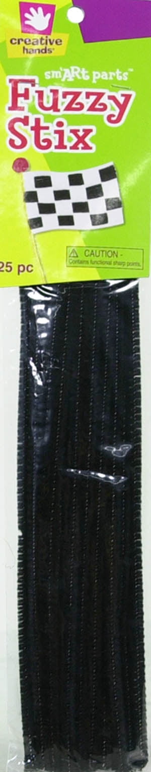 Chenille 6 Millimeter Black Stems Pipe Cleaners, 25 Count