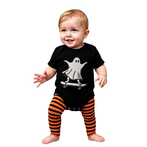 Gunia Baby Boy Girl Halloween Outfit Bodysuit Funny Print Soft One Piece Romper For Infants And Toddlers Outfits 0-3 Months