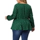 thumbnail image 3 of Blusas de mujer de tallas grandes Agnes Orinda, de manga larga, con escote en V, peplum, con volantes y cintura elástica, 4X, verde oscuro, 3 of 6