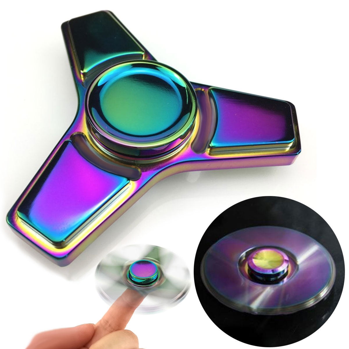 Rainbow Tri-Spinner Bangers Spinner EDC Aluminium Main Doigt Spinner Focus Toys 